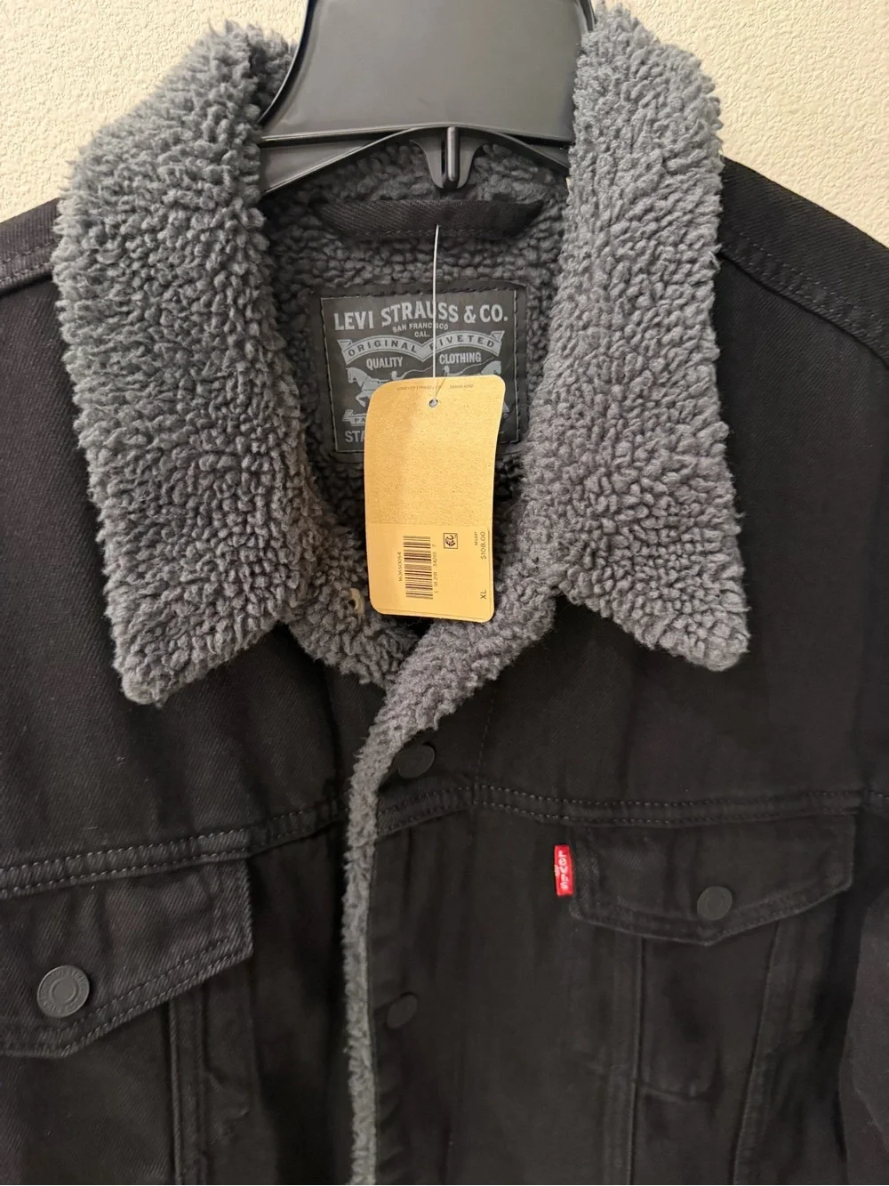 Levi's Men's Black Sherpa Lined Trucker Jacket XL - Picture 4 of 8